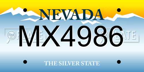 MX4986 Nevada License Plate