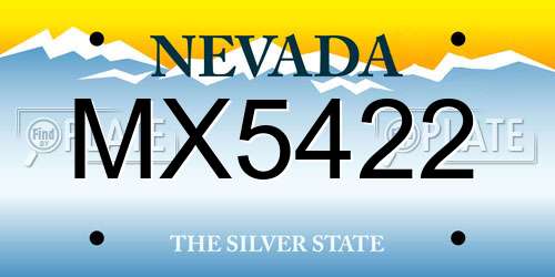 MX5422 Nevada License Plate