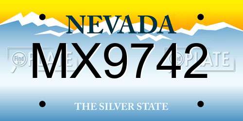 MX9742 Nevada License Plate
