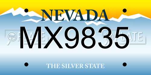 MX9835 Nevada License Plate