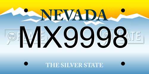 MX9998 Nevada License Plate