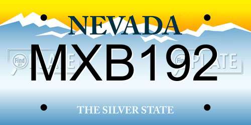 MXB192 Nevada License Plate