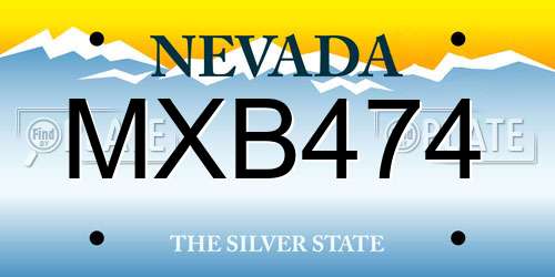 MXB474 Nevada License Plate