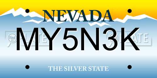 MY5N3K Nevada License Plate