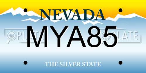 MYA85 Nevada License Plate