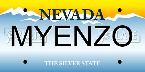 MYENZO Nevada License Plate