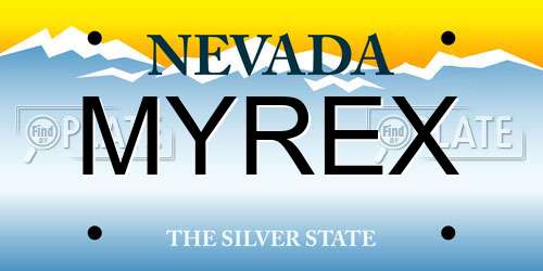 MYREX Nevada License Plate