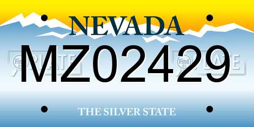 MZ02429 Nevada License Plate