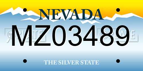 MZ03489 Nevada License Plate