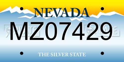 MZ07429 Nevada License Plate