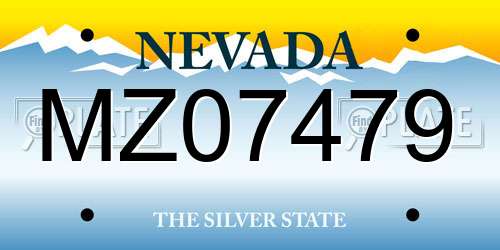 MZ07479 Nevada License Plate