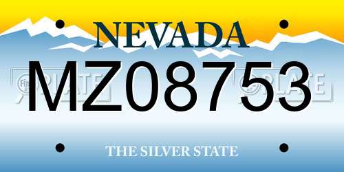 MZ08753 Nevada License Plate