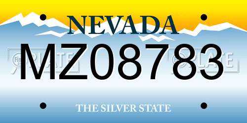 MZ08783 Nevada License Plate