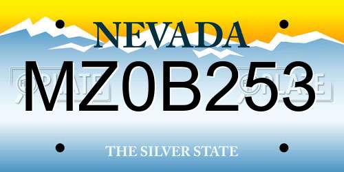 MZ0B253 Nevada License Plate