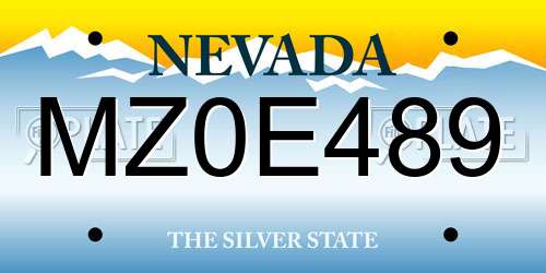 MZ0E489 Nevada License Plate