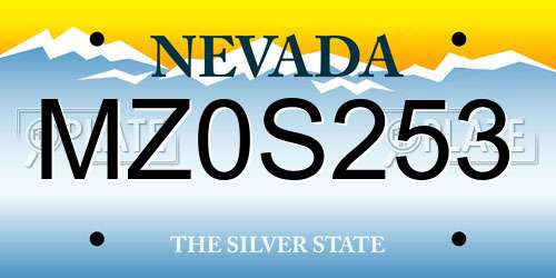 MZ0S253 Nevada License Plate