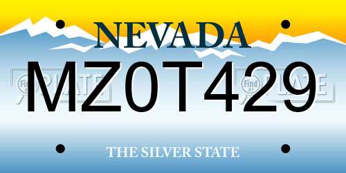 MZ0T429 Nevada License Plate