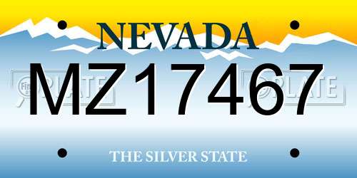 MZ17467 Nevada License Plate