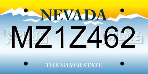 MZ1Z462 Nevada License Plate