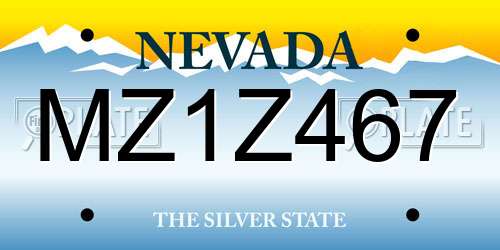 MZ1Z467 Nevada License Plate