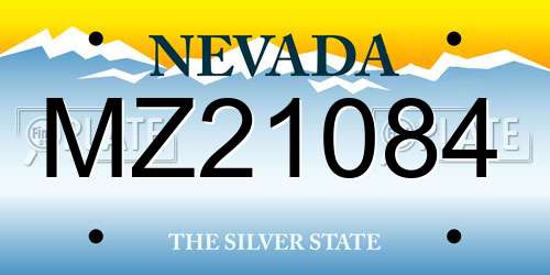 MZ21084 Nevada License Plate