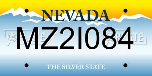 MZ2I084 Nevada License Plate