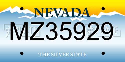 MZ35929 Nevada License Plate