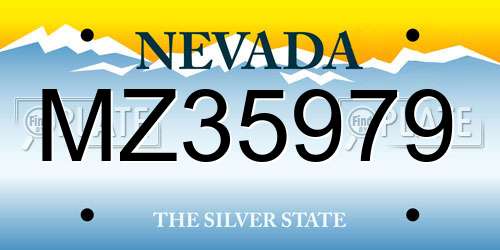 MZ35979 Nevada License Plate