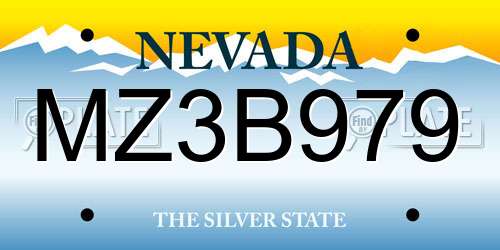 MZ3B979 Nevada License Plate