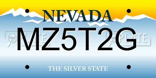 MZ5T2G Nevada License Plate
