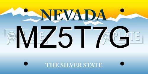 MZ5T7G Nevada License Plate