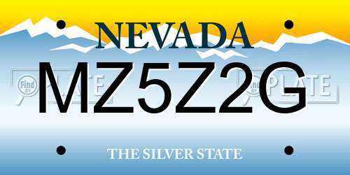 MZ5Z2G Nevada License Plate