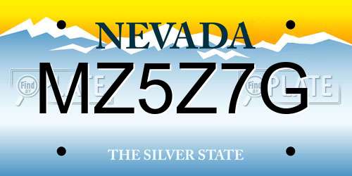 MZ5Z7G Nevada License Plate