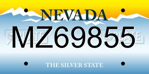 MZ69855 Nevada License Plate