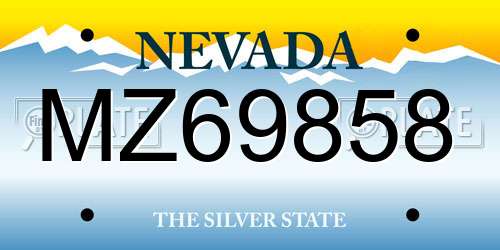MZ69858 Nevada License Plate