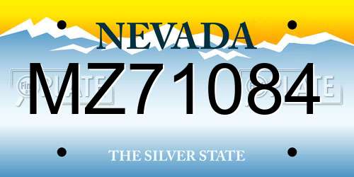 MZ71084 Nevada License Plate