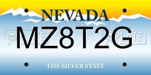 MZ8T2G Nevada License Plate