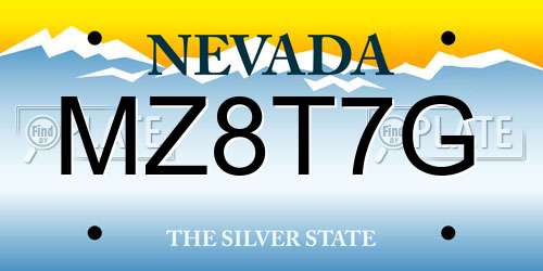 MZ8T7G Nevada License Plate