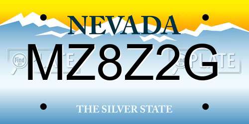 MZ8Z2G Nevada License Plate