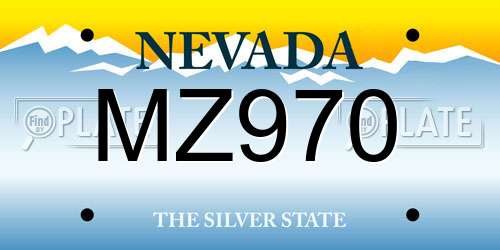 MZ970 Nevada License Plate