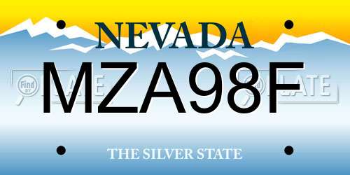 MZA98F Nevada License Plate