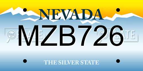 MZB726 Nevada License Plate