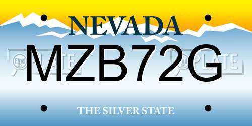 MZB72G Nevada License Plate