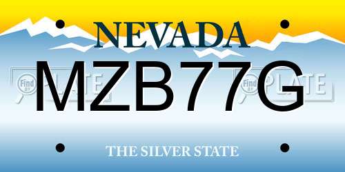 MZB77G Nevada License Plate