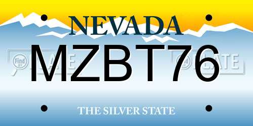 MZBT76 Nevada License Plate