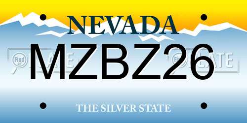 MZBZ26 Nevada License Plate