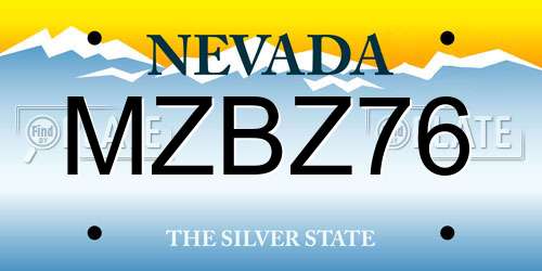 MZBZ76 Nevada License Plate