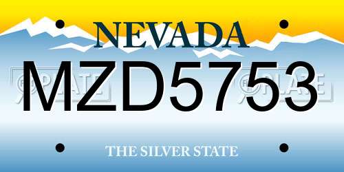 MZD5753 Nevada License Plate