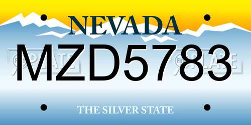 MZD5783 Nevada License Plate