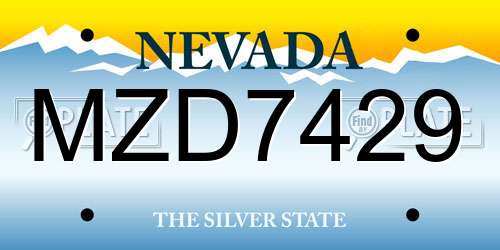 MZD7429 Nevada License Plate